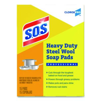 Steel Wool Soap Pads, 2.4 x 3, Steel, 15 Pads/Box, 12 Boxes/Carton