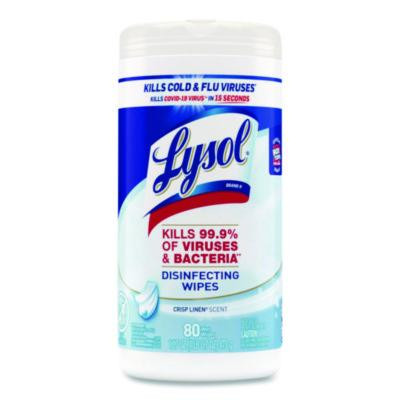 Disinfecting Wipes, 1-Ply, 7 x 7.25, Crisp Linen, White, 80 Wipes/Canister