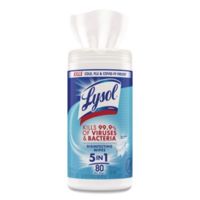 Disinfecting Wipes, 1-Ply, 7 x 7.25, Crisp Linen, White, 80 Wipes/Canister