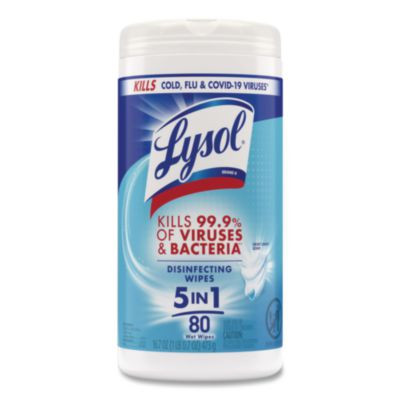 Disinfecting Wipes, 1-Ply, 7 x 7.25, Crisp Linen, White, 80 Wipes/Canister
