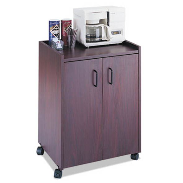 Mobile Refreshment Center, Engineered Wood, 3 Shelves, 23" x 18" x 31", Mahogany