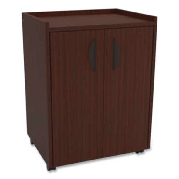 Mobile Refreshment Center, Engineered Wood, 3 Shelves, 23" x 18" x 31", Mahogany