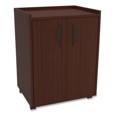 Mobile Refreshment Center, Engineered Wood, 3 Shelves, 23" x 18" x 31", Mahogany