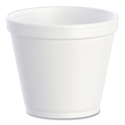 Food Containers, Squat, 8 Oz, White, Foam, 1,000/Carton