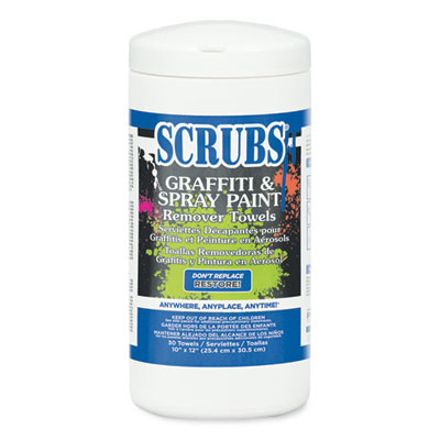 Graffiti And Spray Paint Remover Towels, Citrus, 10 x 12, Neutral Scent, White/Orange, 30/Canister, 6 Canisters/Carton