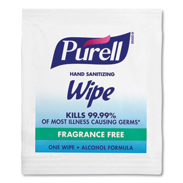 Premoistened Sanitizing Hand Wipes, Individually Wrapped, 5 x 7, Unscented, White, 1,000/Carton