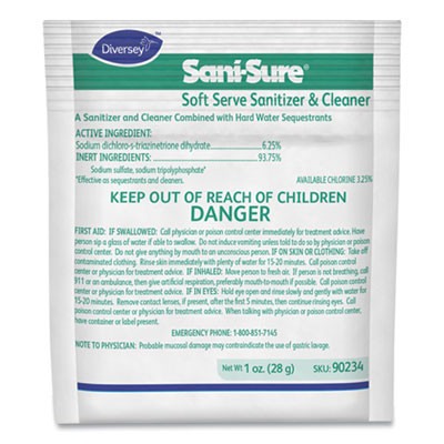 Sani Sure Soft Serve Sanitizer And Cleaner, Powder, 1 Oz Packet, 100/Carton