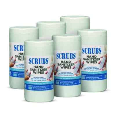 Hand Sanitizer Wipes, 1-Ply, 6 x 8, Unscented, Blue/White, 85/Canisters, 6 Canisters/Carton