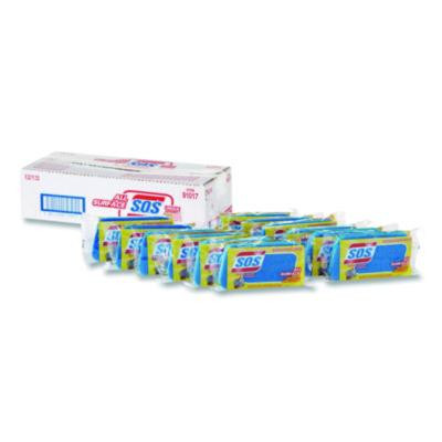 All Surface Scrubber Sponge, 2.5 x 4.5, 0.9" Thick, Dark Blue/Light Blue, 12/Carton