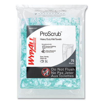Power Clean Proscrub Pre-Saturated Wipes, 12 x 9.5, Citrus Scent, Green, 75/Pack, 6 Packs/Carton