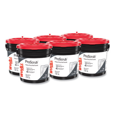 Power Clean Proscrub Pre-Saturated Wipes, 9.5 x 12, Citrus Scent, Green, 75/Bucket, 6 Buckets/Carton