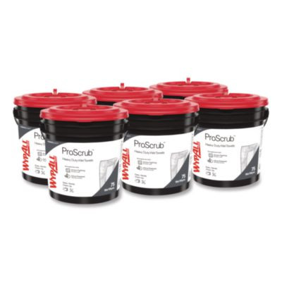 Power Clean Proscrub Pre-Saturated Wipes, 9.5 x 12, Citrus Scent, Green, 75/Bucket, 6 Buckets/Carton