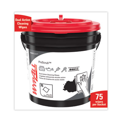 Power Clean Proscrub Pre-Saturated Wipes, Cloth, 9.5 x 12, Citrus Scent, Green, 75/Bucket