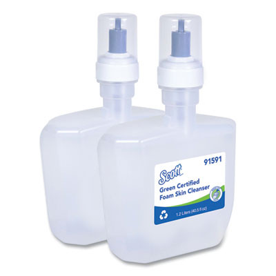 Essential Green Certified Foam Skin Cleanser Refill, Unscented, 1,200 Ml, 2/Carton