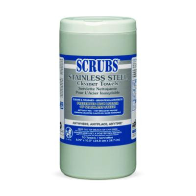 Stainless Steel Cleaner Towels, 1-Ply, 9.75 x 10.5, Lemon Scent, 30/Canister