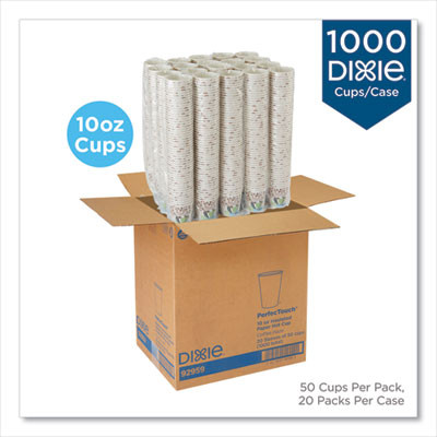 Perfectouch Paper Hot Cups, 10 Oz, Coffee Haze Design, 50/Sleeve, 20 Sleeves/Carton