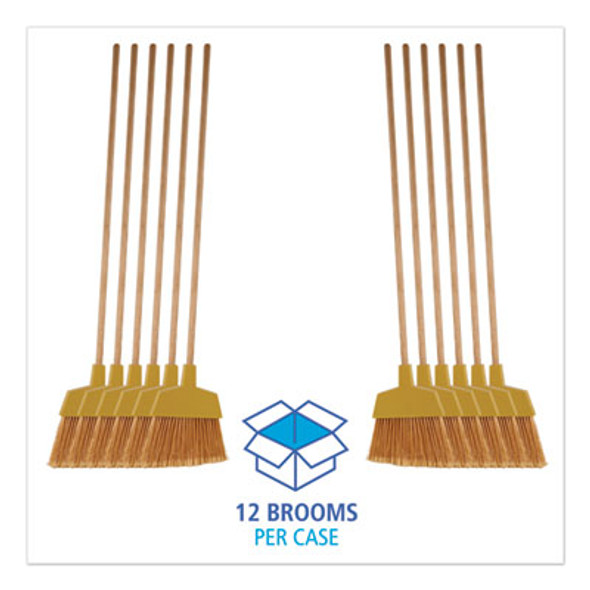 Angler Broom, 53" Handle, Yellow, 12/Carton