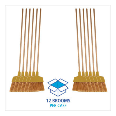 Angler Broom, 53" Handle, Yellow, 12/Carton