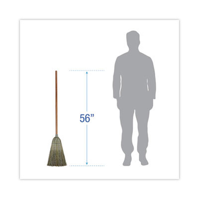 Warehouse Broom, Yucca Corn Fiber Bristles, 56" Overalll Length, Natural, 12/Carton