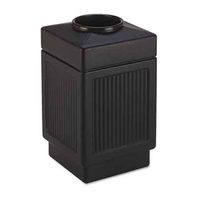Canmeleon Recessed Panel Receptacles, Top-Open, 38 Gal, Polyethylene, Black