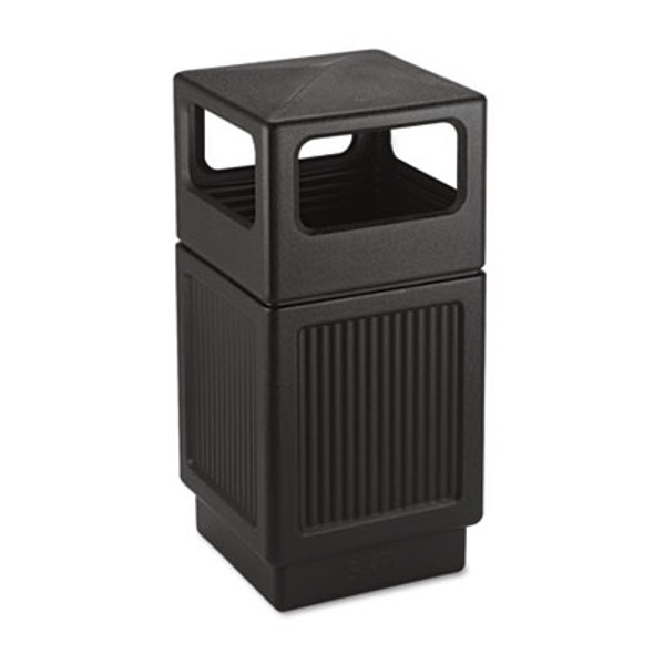 Canmeleon Recessed Panel Receptacles, Side-Open, 38 Gal, Polyethylene, Black