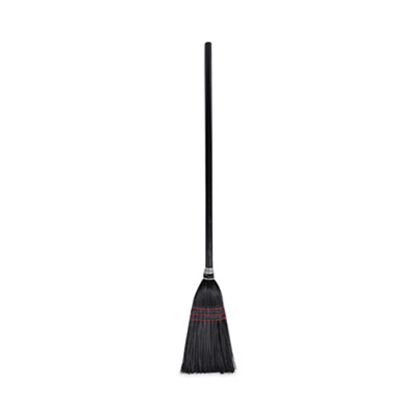 Flag Tipped Poly Lobby Brooms, Flag Tipped Poly Bristles, 38" Overall Length, Natural/Black, 12/Carton