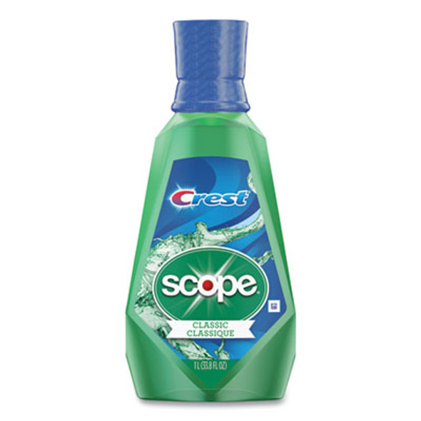 + Scope Mouth Rinse, Classic Mint Flavor, 1 L Bottle, 6/Carton
