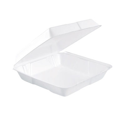 Foam Hinged Lid Containers, 9.25 X 9.5 X 3, 200/Carton