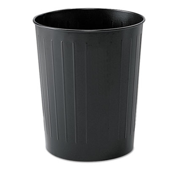 Round Wastebaskets, 23.5 Qt, Steel, Black