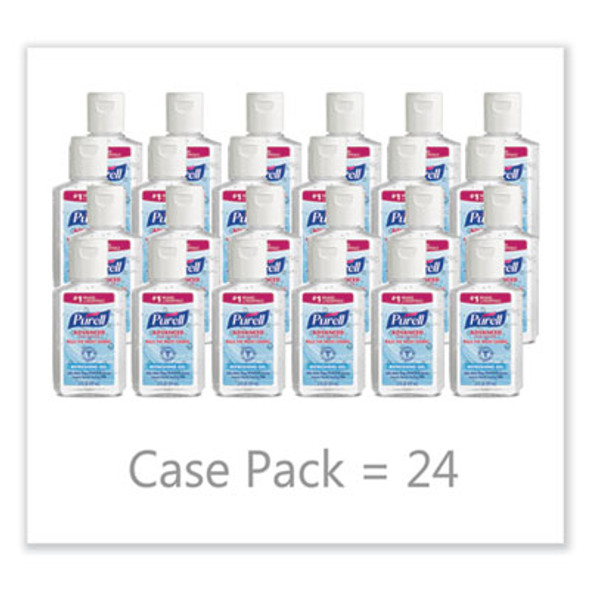 Advanced Hand Sanitizer Refreshing Gel, 2 Oz, Flip-Cap Bottle, Clean Scent, 24/Carton