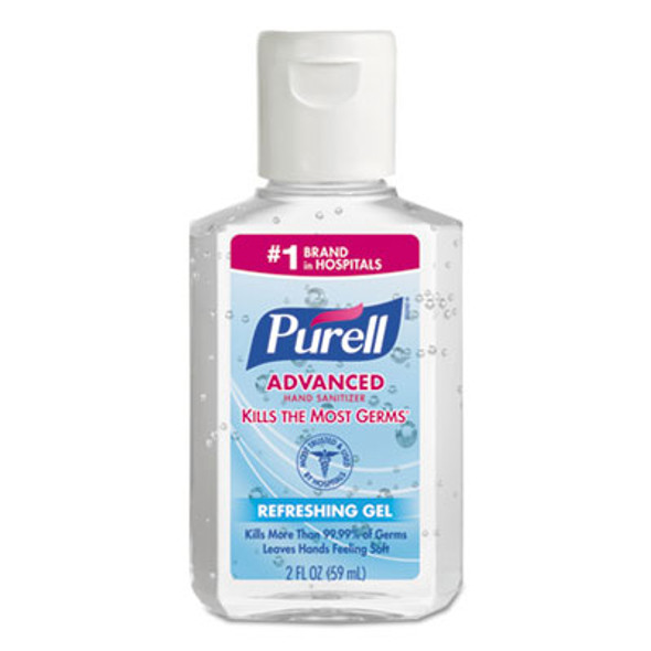 Advanced Hand Sanitizer Refreshing Gel, 2 Oz, Flip-Cap Bottle, Clean Scent, 24/Carton