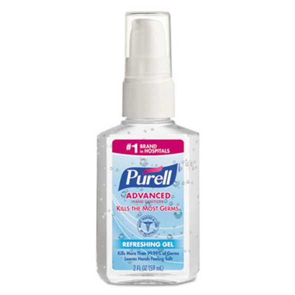 Advanced Hand Sanitizer Refreshing Gel, 2 Oz Pump Bottle, Refreshing Scent, 24/Carton