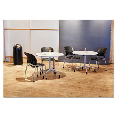 Dome Top Receptacle With Spring-Loaded Door, 15 Gal, Steel, Black