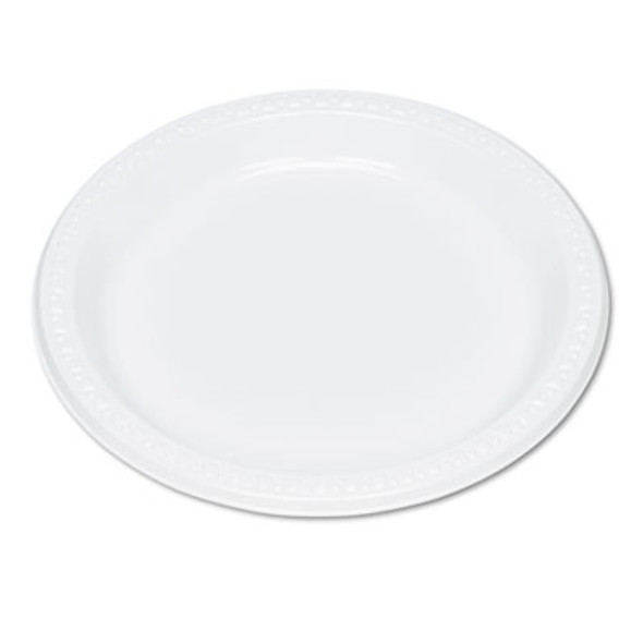 Plastic Dinnerware, Plates, 9" Dia, White, 500/Carton