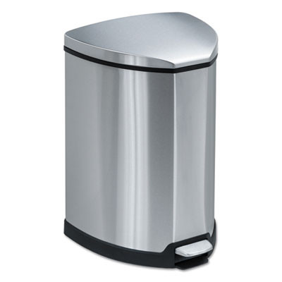 Step-On Receptacle, 4 Gal, Stainless Steel, Chrome/Black