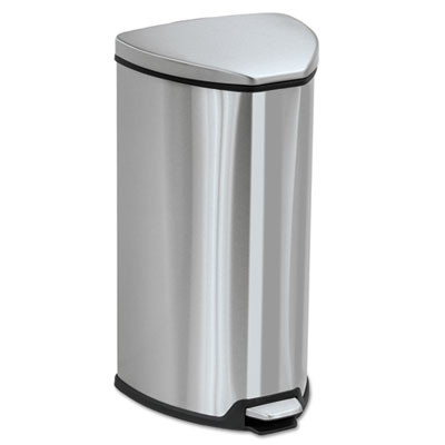 Step-On Receptacle, 7 Gal, Stainless Steel, Chrome/Black