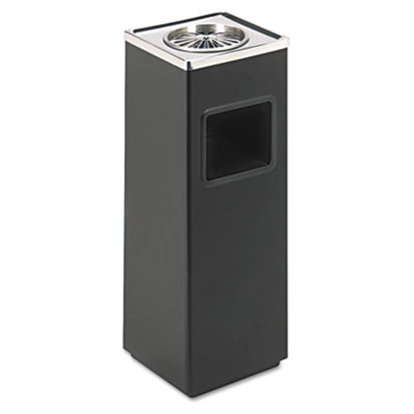Square Ash 'N' Trash Sandless Urn, 3 Gal, Stainless Steel, Black