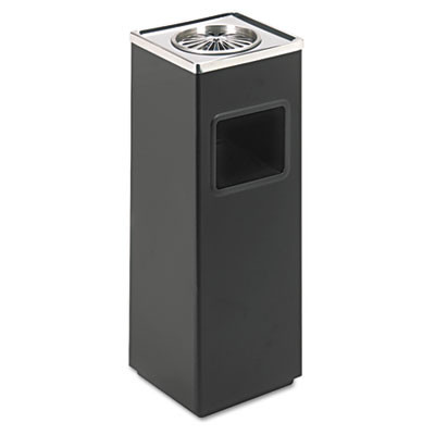 Square Ash 'N' Trash Sandless Urn, 3 Gal, Stainless Steel, Black