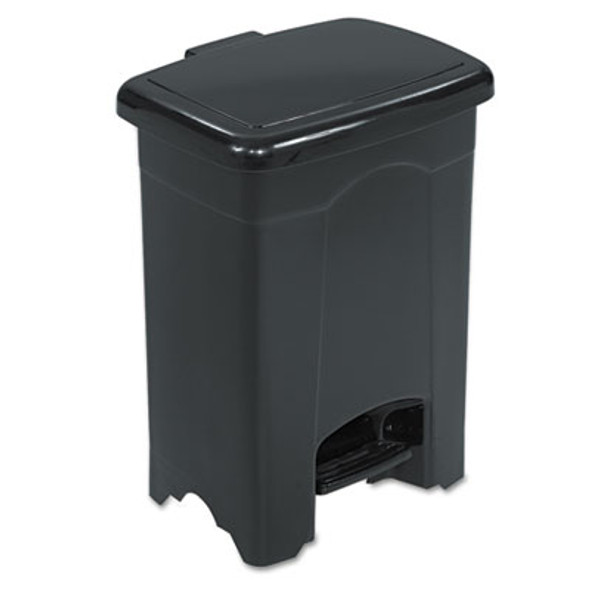 Plastic Step-On Receptacle, 4 Gal, Plastic, Black