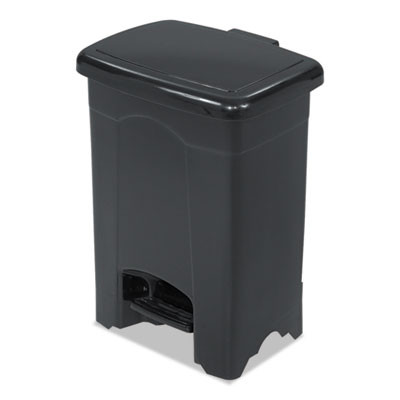 Plastic Step-On Receptacle, 4 Gal, Plastic, Black