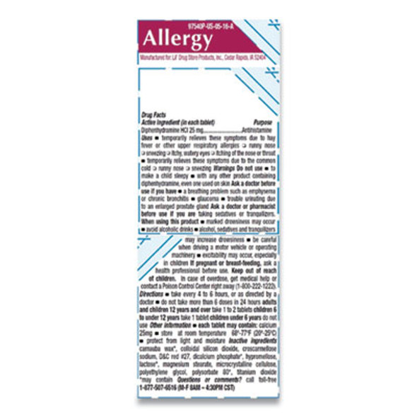 Allergy Relief Tablets, Refill Pack, Two Tablets/Packet, 50 Packets/Box
