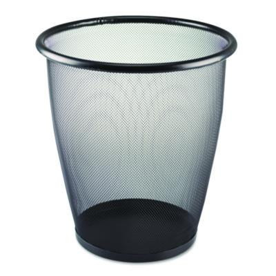 Onyx Round Mesh Wastebaskets, 5 Gal, Steel Mesh, Black