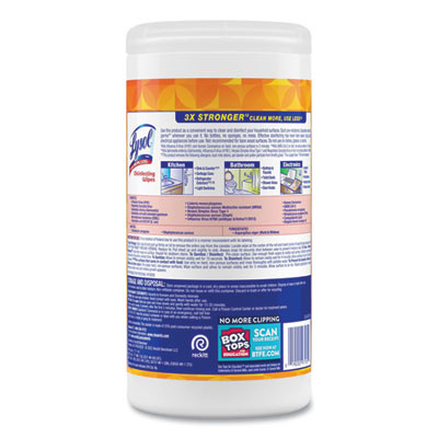 Disinfecting Wipes, 1-Ply, 7 x 7.25, Mango And Hibiscus, White, 80 Wipes/Canister