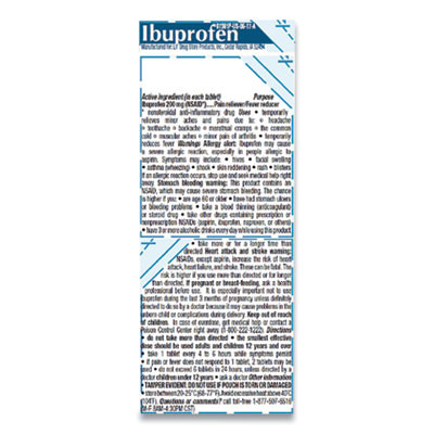 Ibuprofen, 200 Mg, Refill Pack, Two Tablets/Packet, 50 Packets/Box