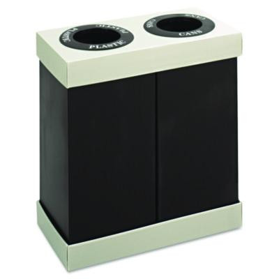 At-Your-Disposal Recycling Center, Two 28 Gal Bins, Polyethylene, Black