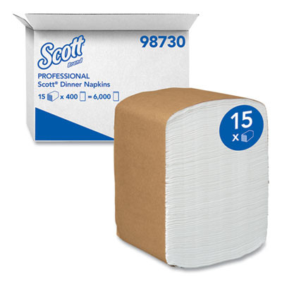 Full-Fold Dispenser Napkins, 1-Ply, 12 x 17, White, 400/Pack, 15 Packs/Carton