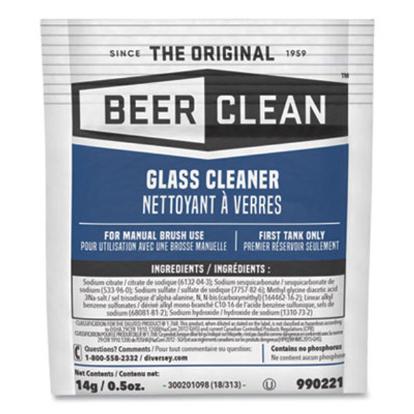 Beer Clean Glass Cleaner, Powder, 0.5 Oz. Packet, 100/Carton