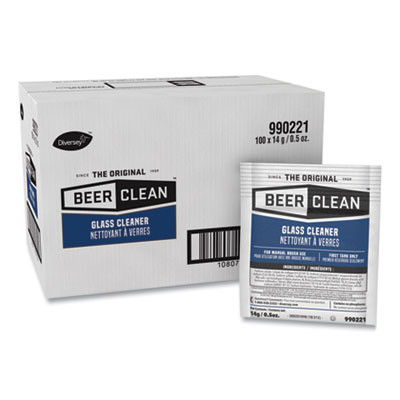 Beer Clean Glass Cleaner, Powder, 0.5 Oz. Packet, 100/Carton