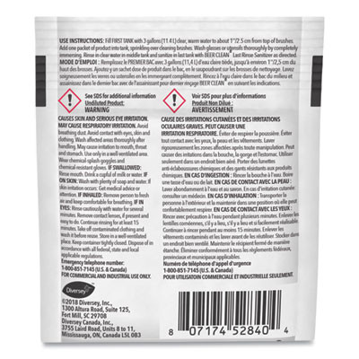 Beer Clean Glass Cleaner, Powder, 0.5 Oz Packet, 100/Carton