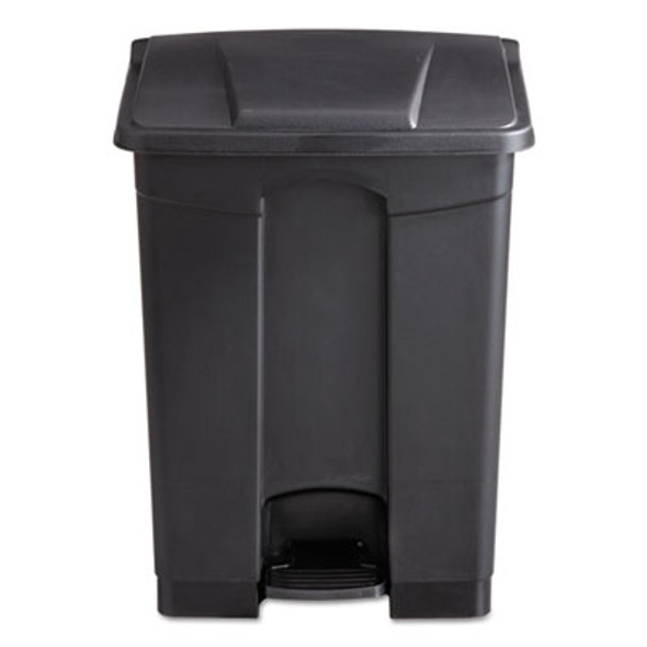 Large Capacity Plastic Step-On Receptacle, 17 Gal, Plastic, Black